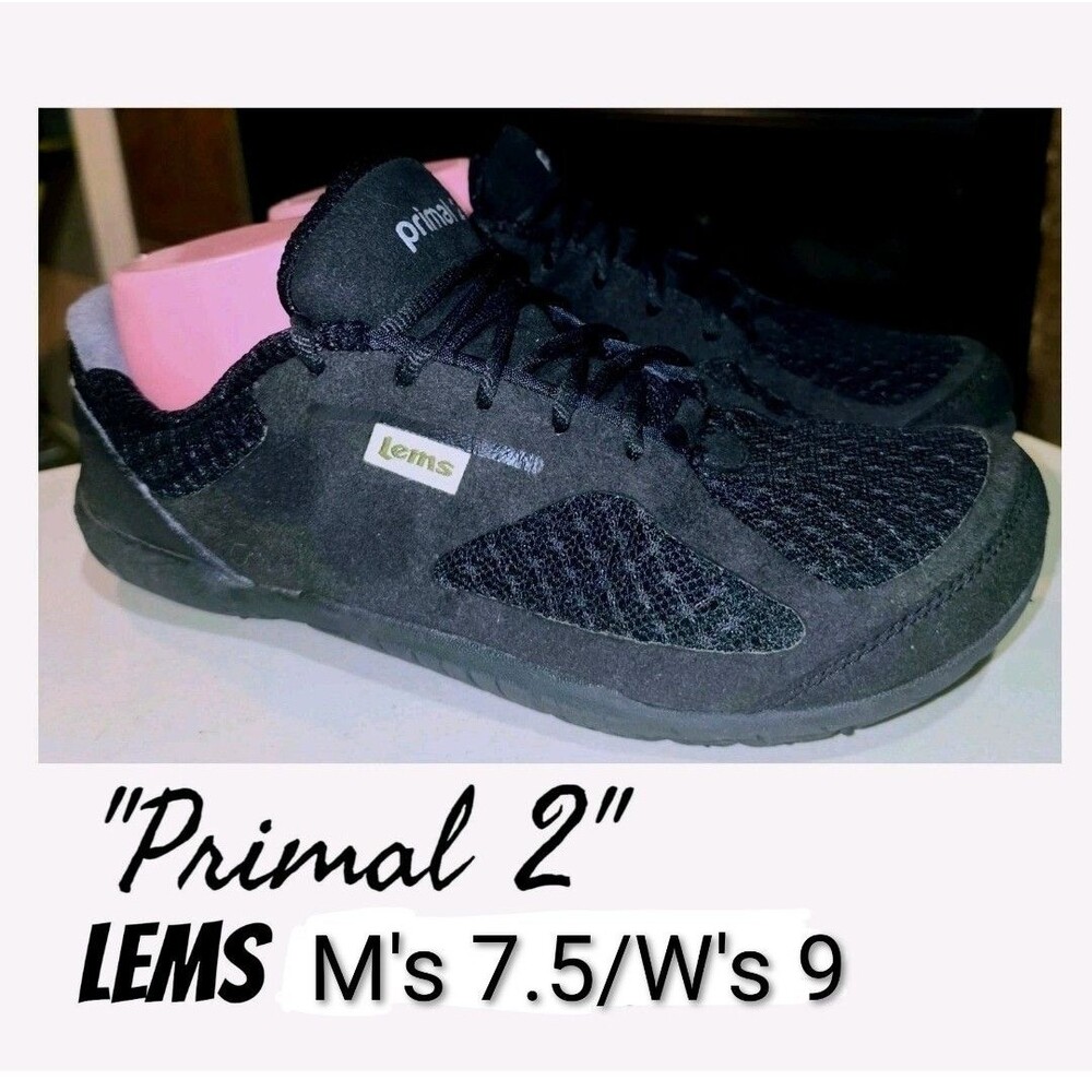 Lems Primal 2 9 W's Black Mesh Minimalist Barefoot Trail Outdoor Tennie Shoes